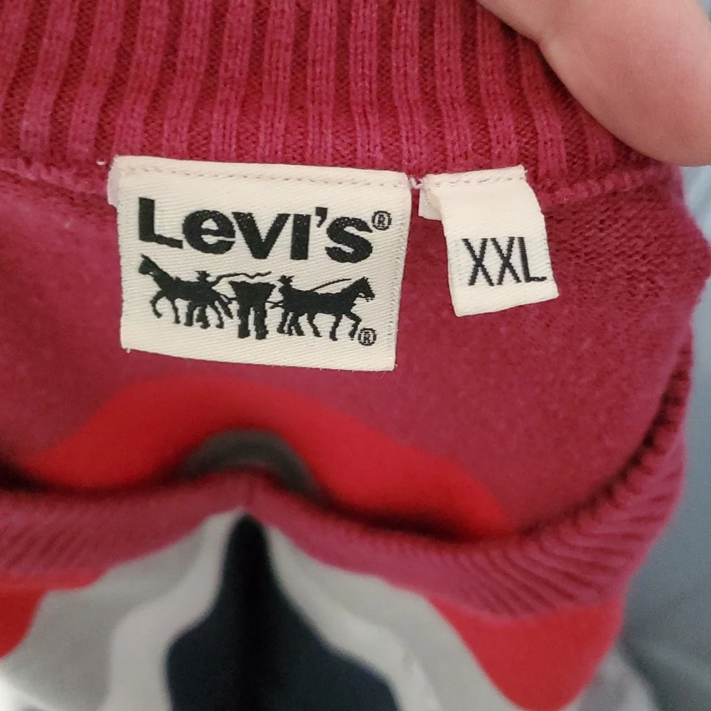 Levi's Men's V-neck Red White and Blue Stripe Sweater. XXL.